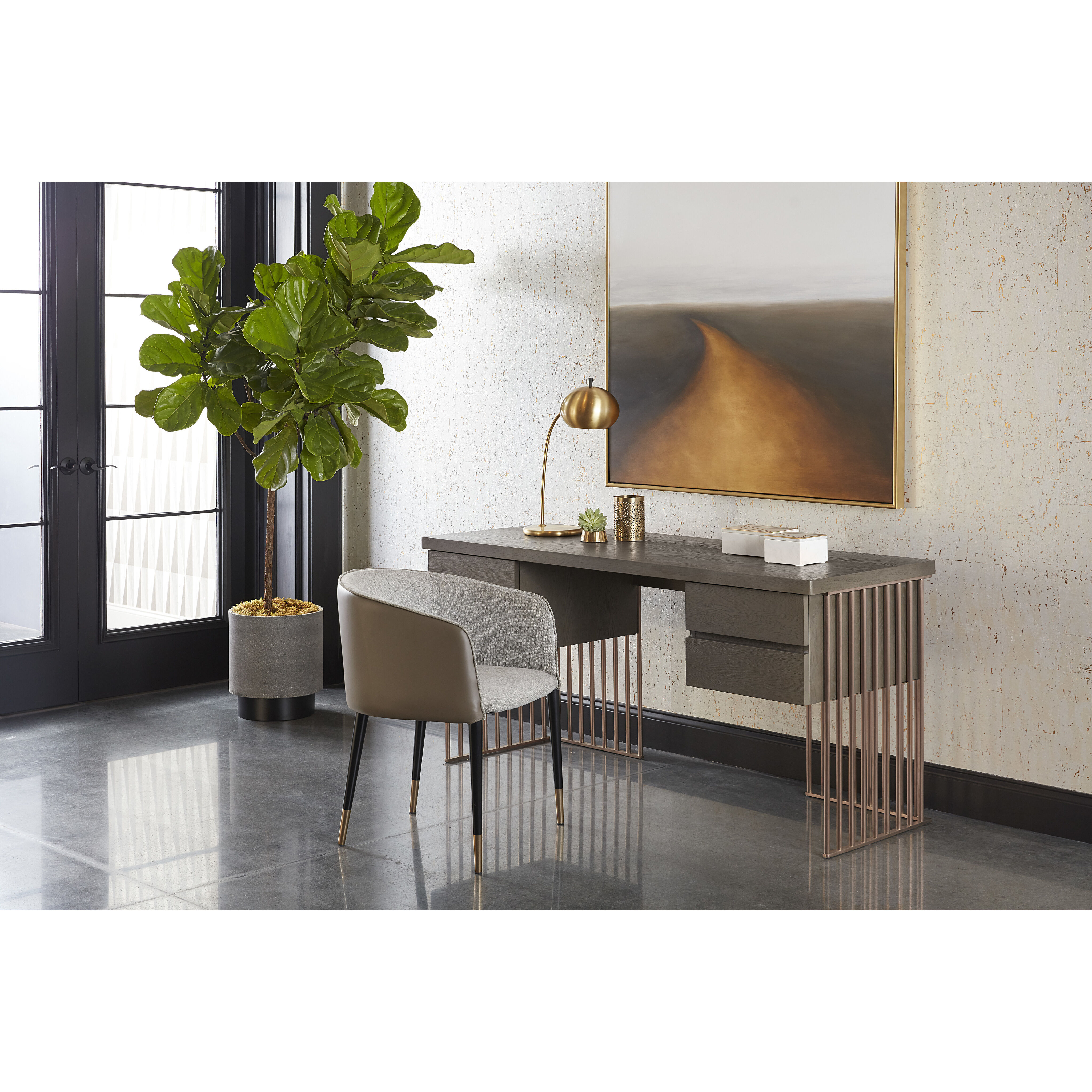 Asher Flint Grey / Napa Taupe Dining Armchair